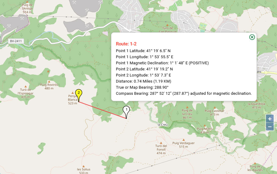 OpenStreetMap Compass route  information