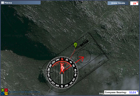 Compass automatically compensated for the negative declination value of 24° 30' 36" (24.51°)