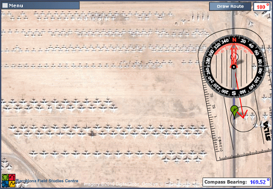 Tucson Aircraft Graveyard: compass automatically compensated for the positive declination value of 10°28' 48" (10.48°)